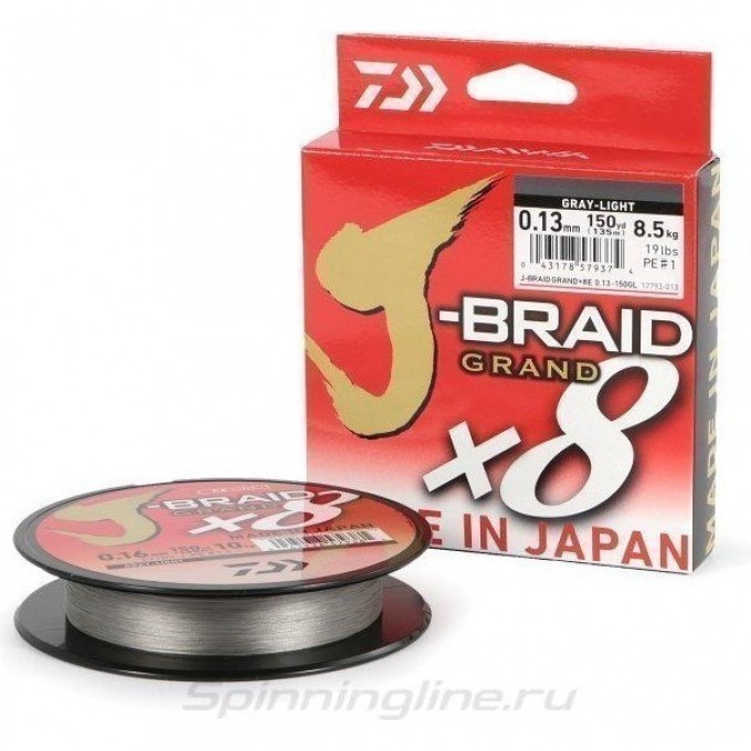 Шнур DAIWA J-BRAID GRAND X8 135М 0,10ММ GRAY-LIGHT 12793-010RU Шнур DAIWA J-BRAID GRAND X8 135М 0,10ММ GRAY-LIGHT 12793-010RU