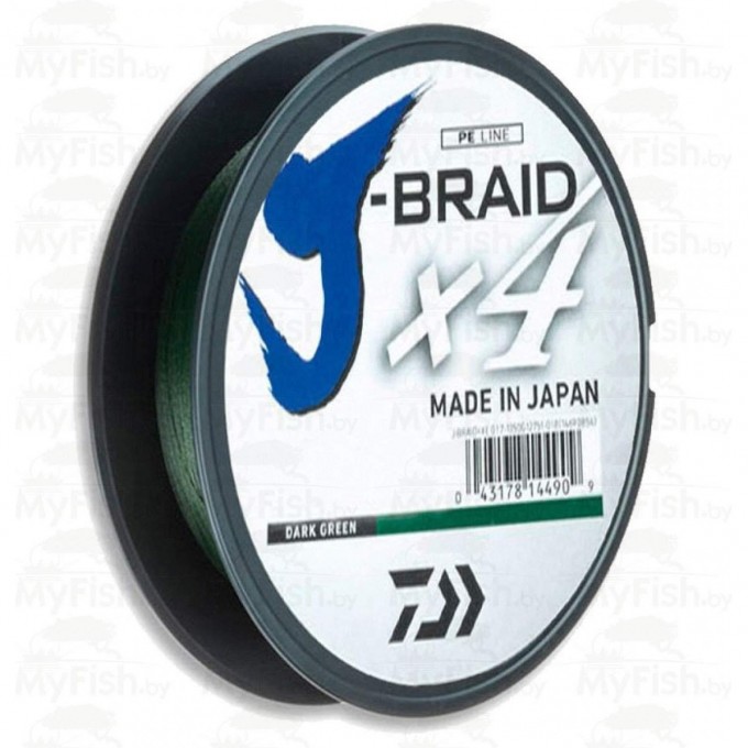 Шнур DAIWA J-Braid X4E 135м 0,21мм Dark Green 12741-021 Шнур DAIWA J-Braid X4E 135м 0,21мм Dark Green 12741-021